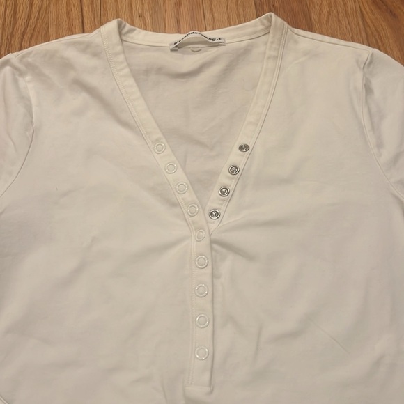 Alexander Wang Crop Jersey Snap Top - Picture 2 of 8